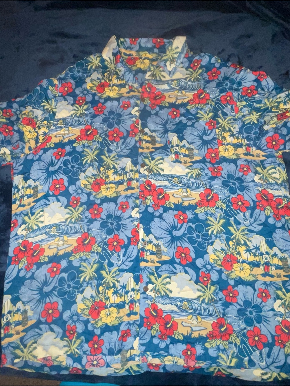 Disney Park Authentic Men's Mickey Mouse Donald Surf Aloha Shirt XXXL